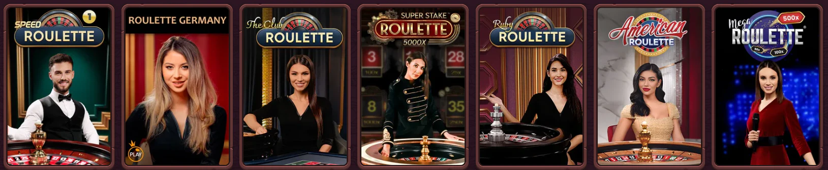 Sección de juegos de casino y mesas con crupier en vivo de 5 Gringos Casino